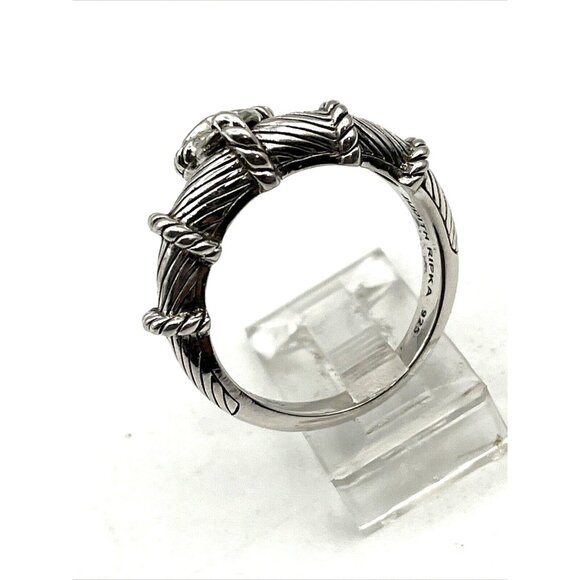 Judith Ripka Sterling Silver 925 CZ Dangle Heart Charm Ring Sz 9 - Picture 4 of 9